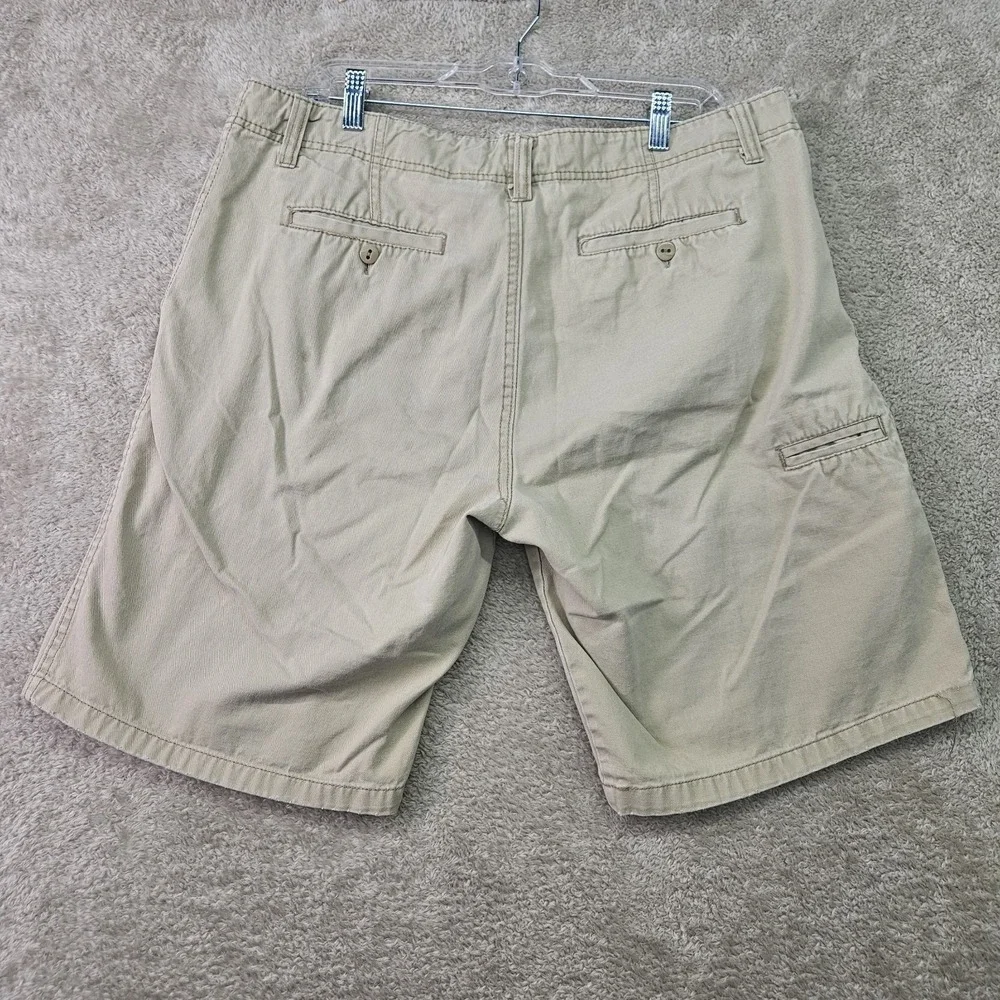 Iron Co Shorts Mens Size 36 Khaki Beige Chino Flat Front Casual 10